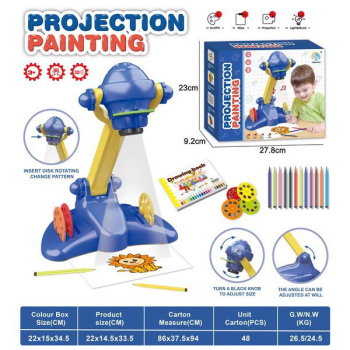 Projektor do Rysowania dla dzieci 3+ Nauka odrysowywania + 4 Krążki z obrazkami + 12 Pisaków + Notes